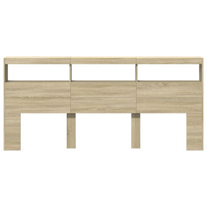vidaXL Headboard Cabinet with LED Sonoma Oak 220x17x102 cm