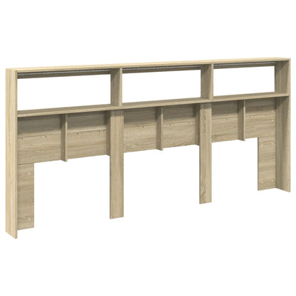 vidaXL Headboard Cabinet with LED Sonoma Oak 220x17x102 cm