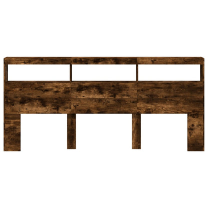 vidaXL Headboard Cabinet with LED Smoked Oak 220x17x102 cm