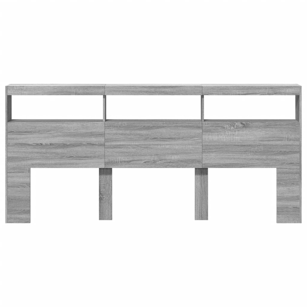 vidaXL Headboard Cabinet with LED Grey Sonoma 220x17x102 cm