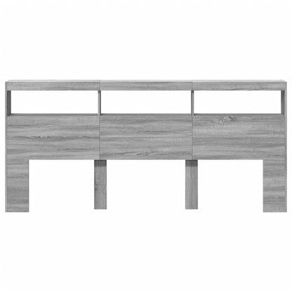 vidaXL Headboard Cabinet with LED Grey Sonoma 220x17x102 cm