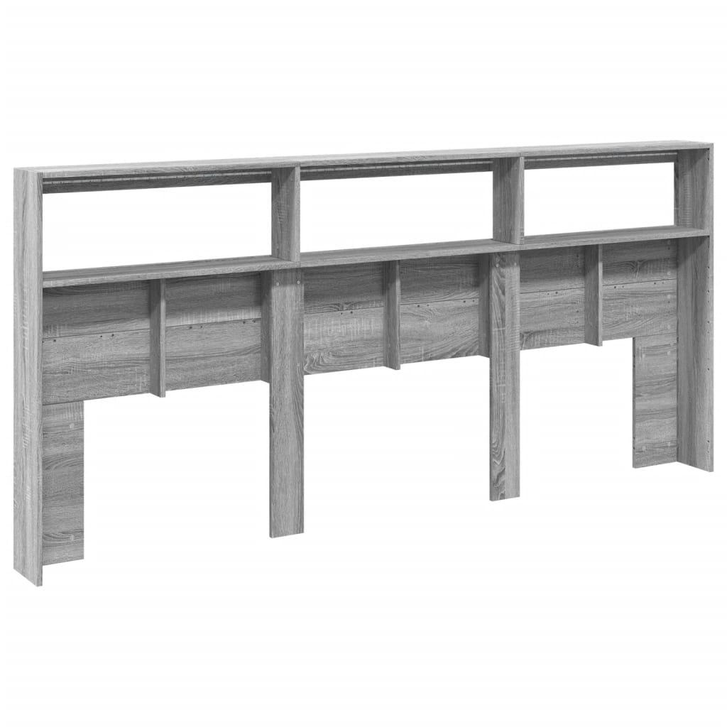vidaXL Headboard Cabinet with LED Grey Sonoma 220x17x102 cm