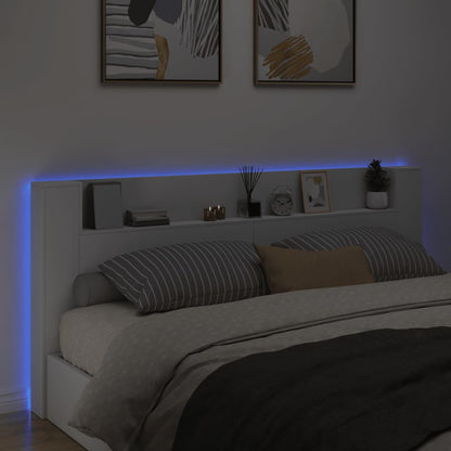vidaXL Headboard Cabinet with LED White 220x16,5x103,5 cm