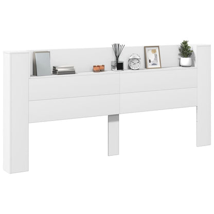vidaXL Headboard Cabinet with LED White 220x16,5x103,5 cm