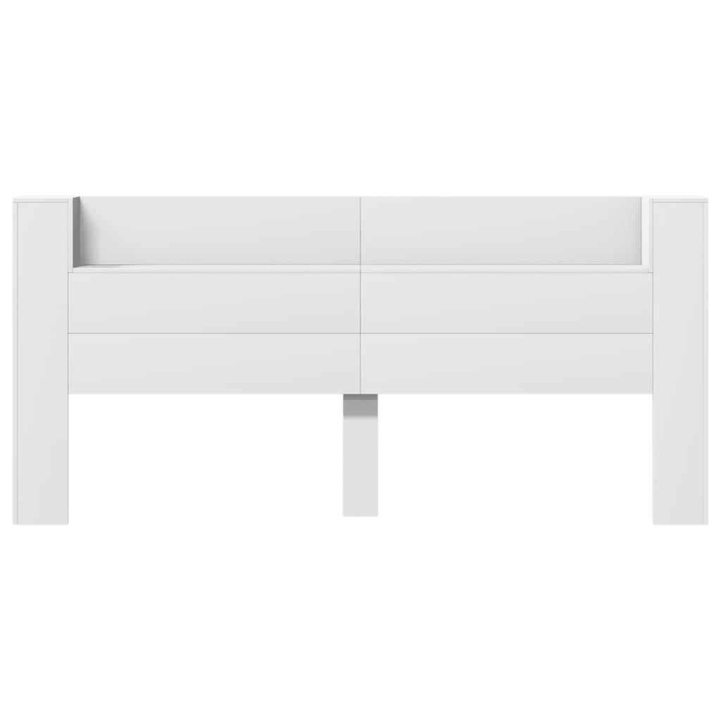 vidaXL Headboard Cabinet with LED White 220x16,5x103,5 cm