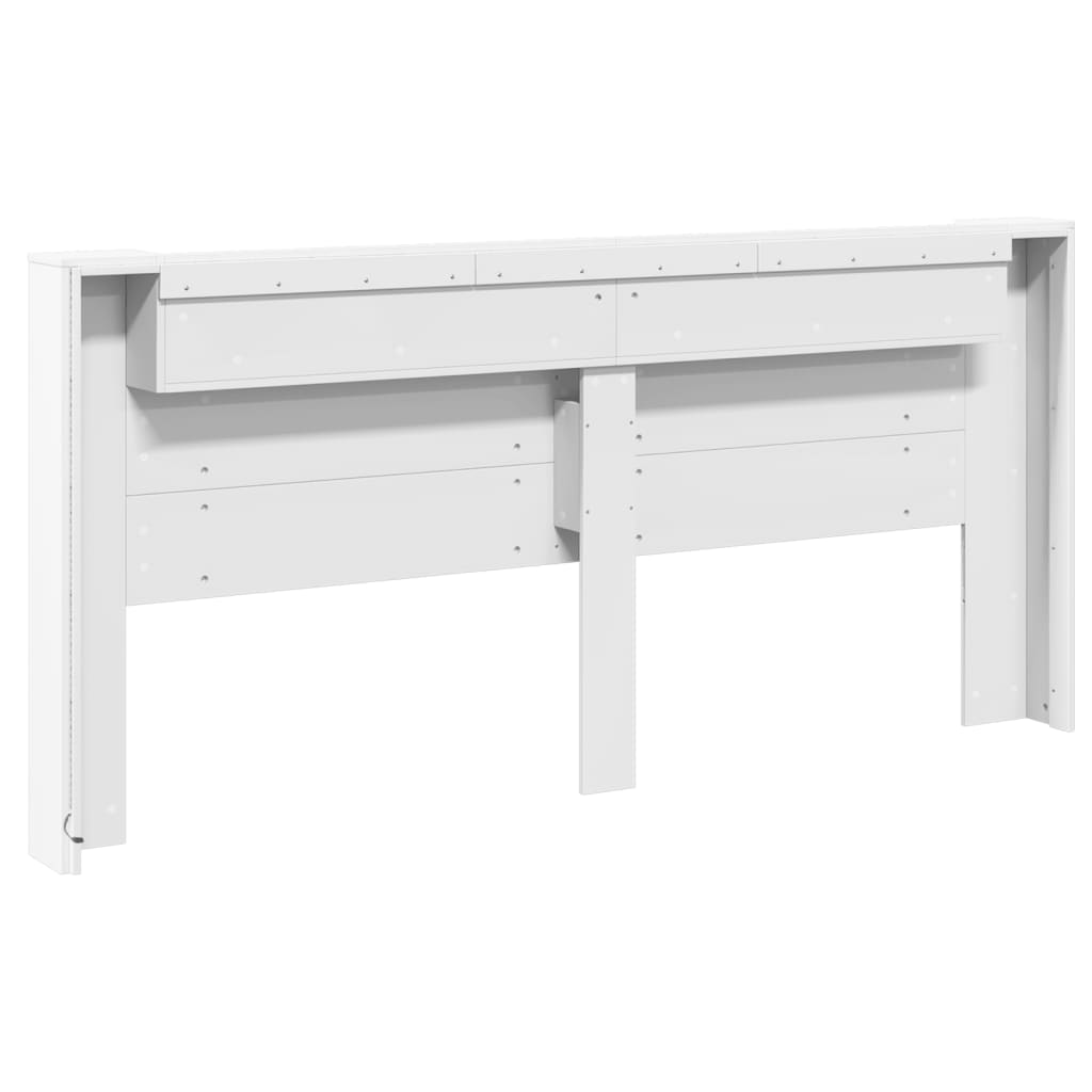 vidaXL Headboard Cabinet with LED White 220x16,5x103,5 cm