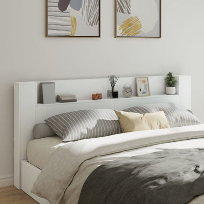 vidaXL Headboard Cabinet with LED White 220x16,5x103,5 cm