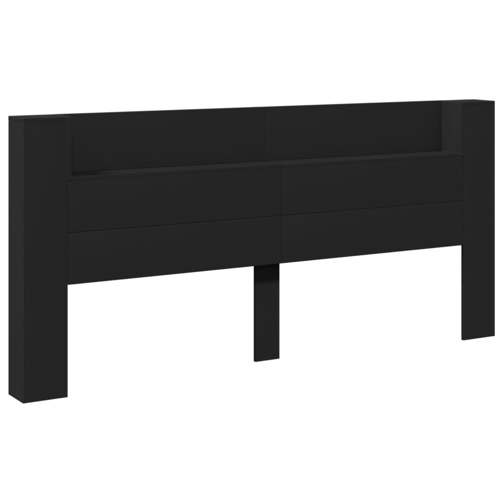 vidaXL Headboard Cabinet with LED Black 220x16,5x103,5 cm