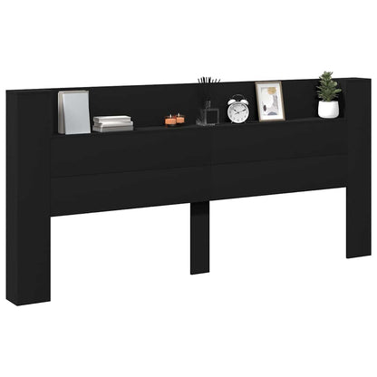 vidaXL Headboard Cabinet with LED Black 220x16,5x103,5 cm
