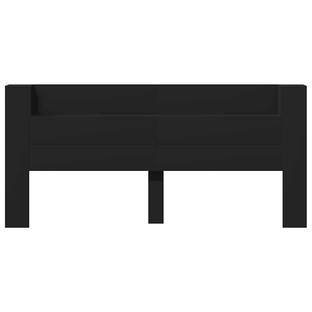 vidaXL Headboard Cabinet with LED Black 220x16,5x103,5 cm