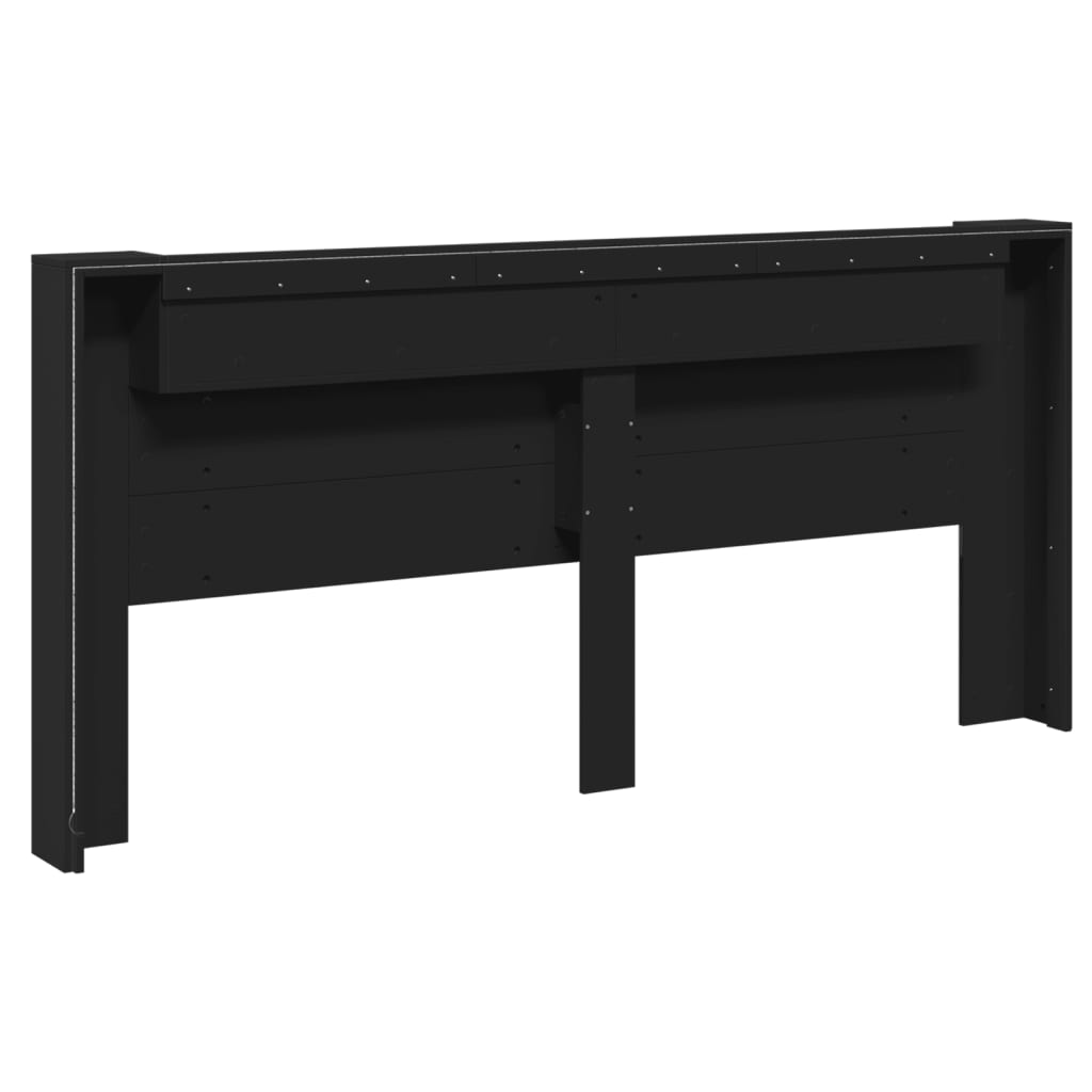 vidaXL Headboard Cabinet with LED Black 220x16,5x103,5 cm