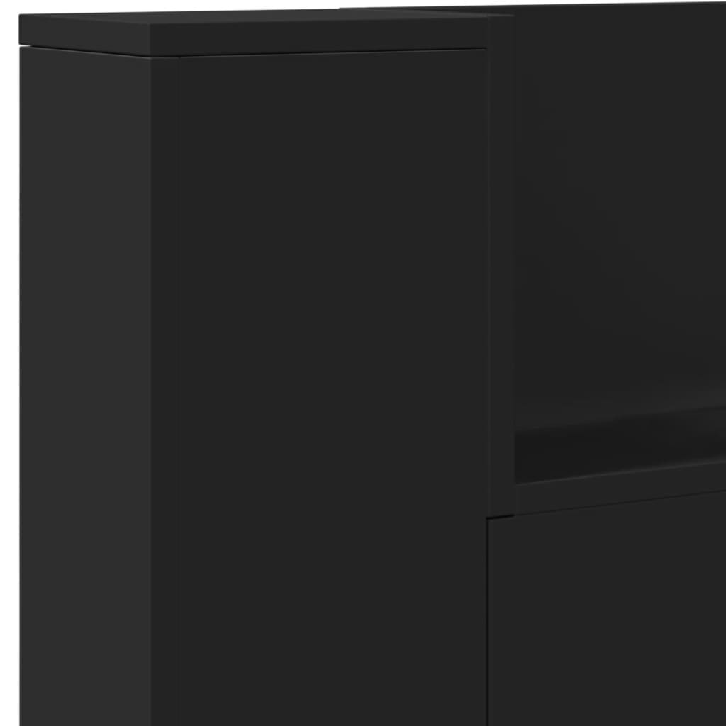 vidaXL Headboard Cabinet with LED Black 220x16,5x103,5 cm