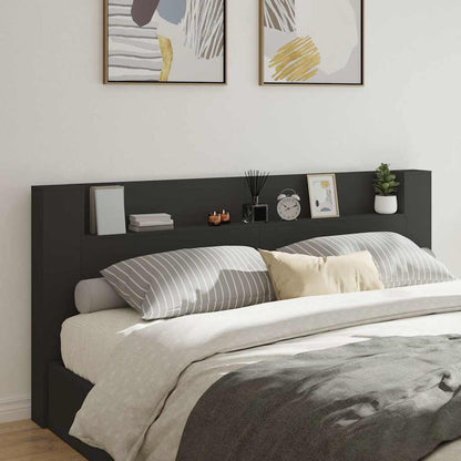 vidaXL Headboard Cabinet with LED Black 220x16,5x103,5 cm