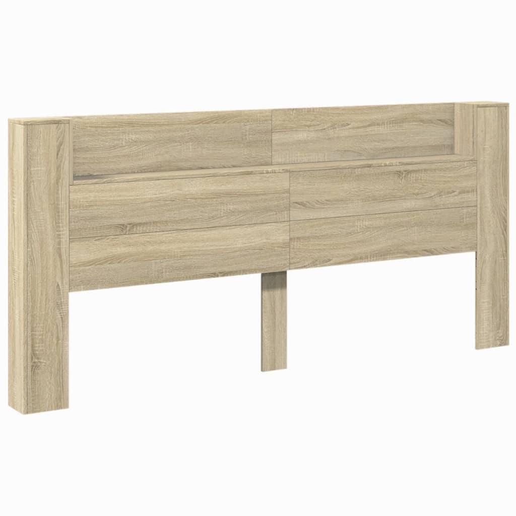 vidaXL Headboard Cabinet with LED Sonoma Oak 220x16,5x103,5 cm