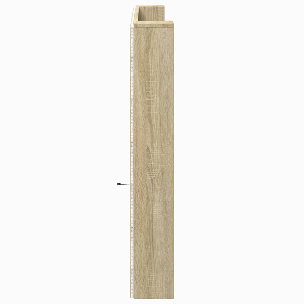 vidaXL Headboard Cabinet with LED Sonoma Oak 220x16,5x103,5 cm