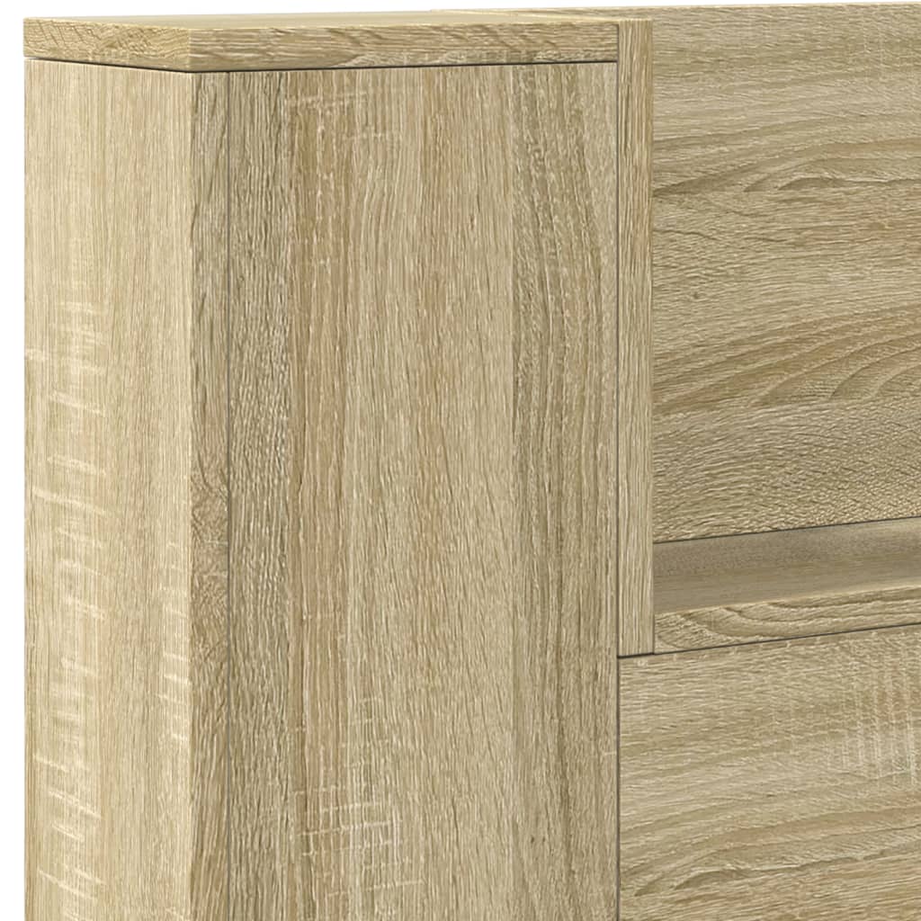 vidaXL Headboard Cabinet with LED Sonoma Oak 220x16,5x103,5 cm