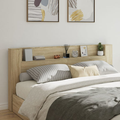 vidaXL Headboard Cabinet with LED Sonoma Oak 220x16,5x103,5 cm