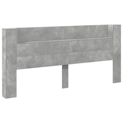 vidaXL Headboard Cabinet with LED Concrete Grey 220x16,5x103,5 cm