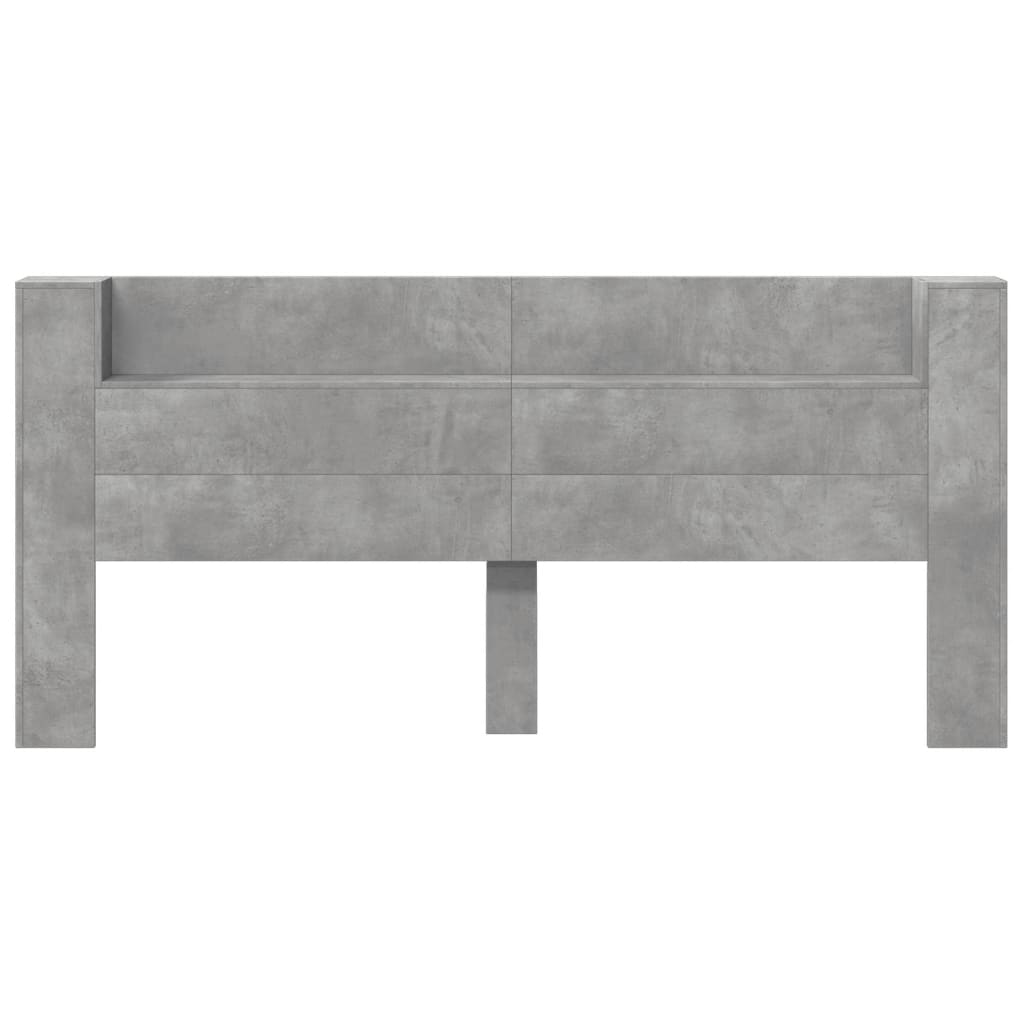 vidaXL Headboard Cabinet with LED Concrete Grey 220x16.5x103.5 cm