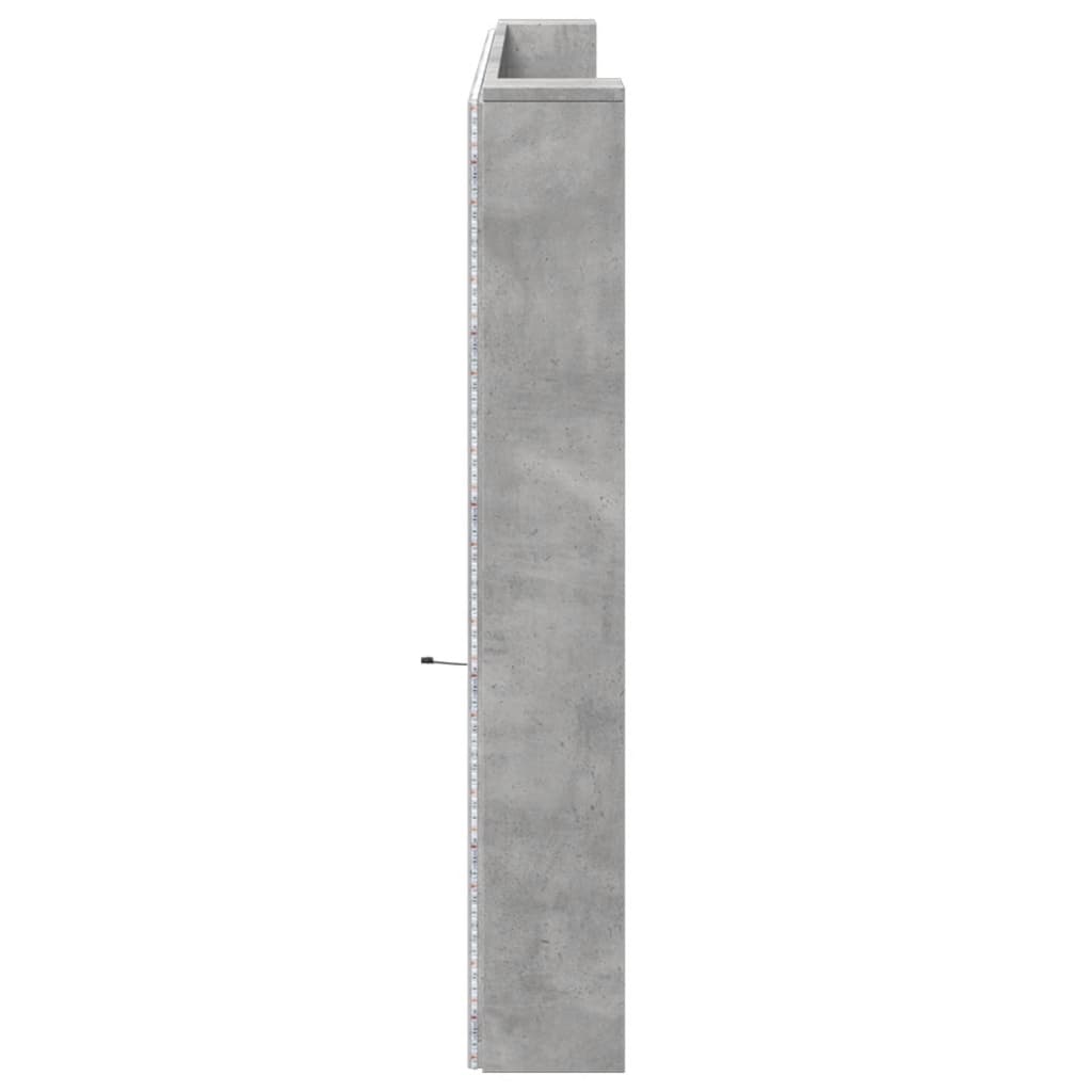 vidaXL Headboard Cabinet with LED Concrete Grey 220x16.5x103.5 cm