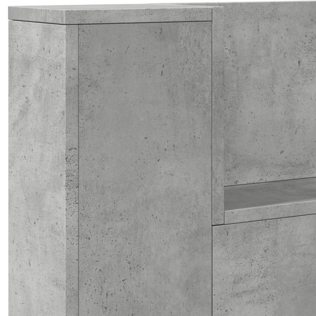 vidaXL Headboard Cabinet with LED Concrete Grey 220x16.5x103.5 cm