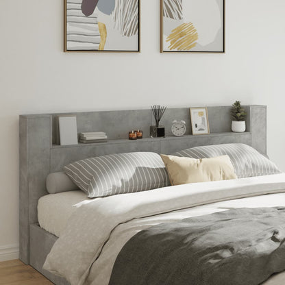 vidaXL Headboard Cabinet with LED Concrete Grey 220x16,5x103,5 cm