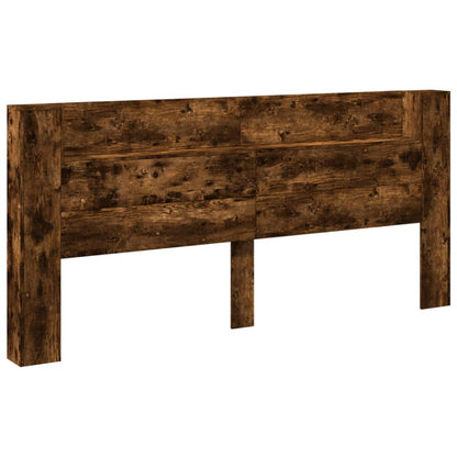 vidaXL Headboard Cabinet with LED Smoked Oak 220x16,5x103,5 cm