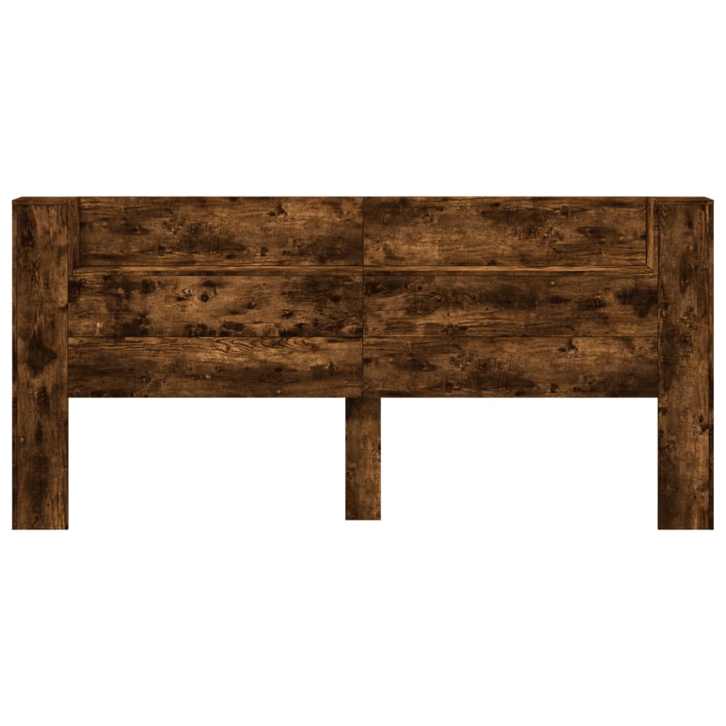 vidaXL Headboard Cabinet with LED Smoked Oak 220x16,5x103,5 cm
