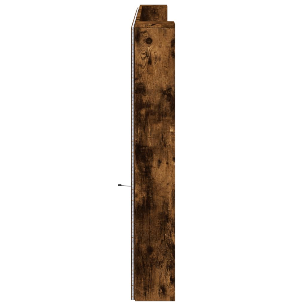 vidaXL Headboard Cabinet with LED Smoked Oak 220x16,5x103,5 cm