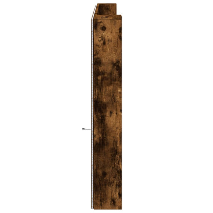 vidaXL Headboard Cabinet with LED Smoked Oak 220x16,5x103,5 cm