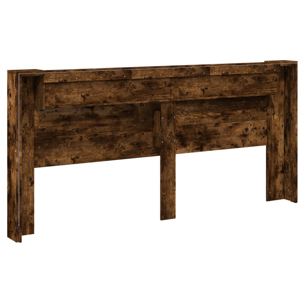 vidaXL Headboard Cabinet with LED Smoked Oak 220x16,5x103,5 cm