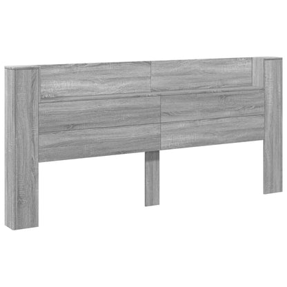 vidaXL Headboard Cabinet with LED Grey Sonoma 220x16,5x103,5 cm
