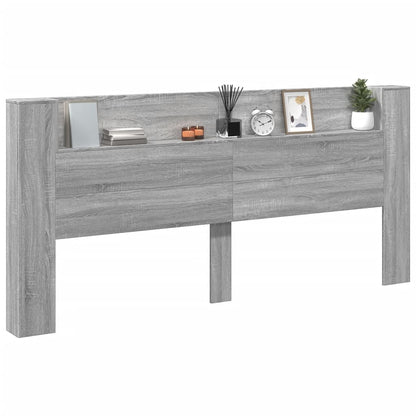 vidaXL Headboard Cabinet with LED Grey Sonoma 220x16,5x103,5 cm