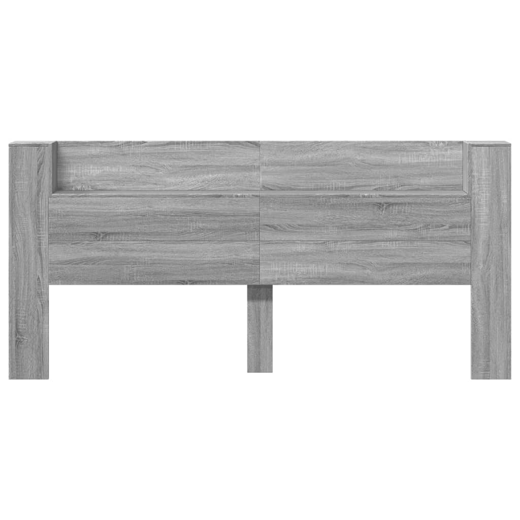 vidaXL Headboard Cabinet with LED Grey Sonoma 220x16,5x103,5 cm