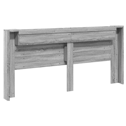 vidaXL Headboard Cabinet with LED Grey Sonoma 220x16,5x103,5 cm
