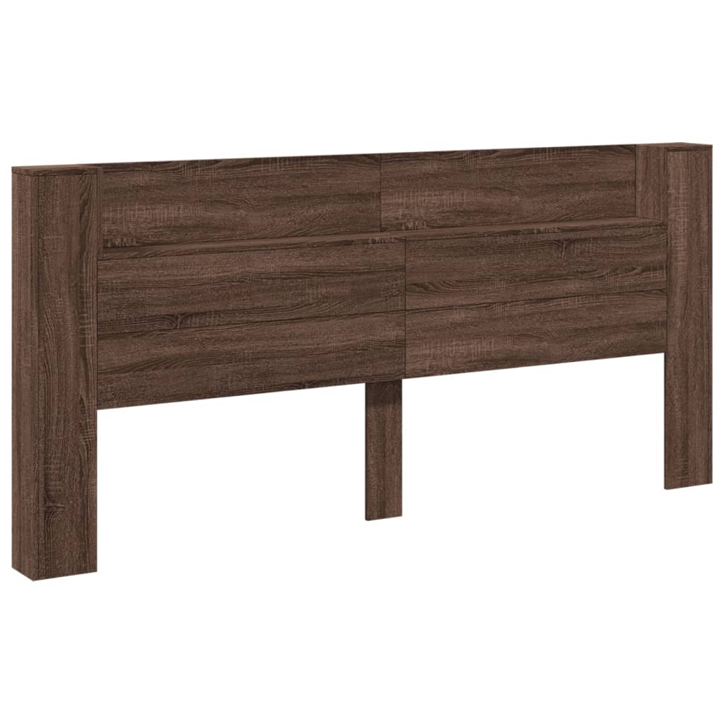 vidaXL Headboard Cabinet with LED Brown Oak 220x16,5x103,5 cm