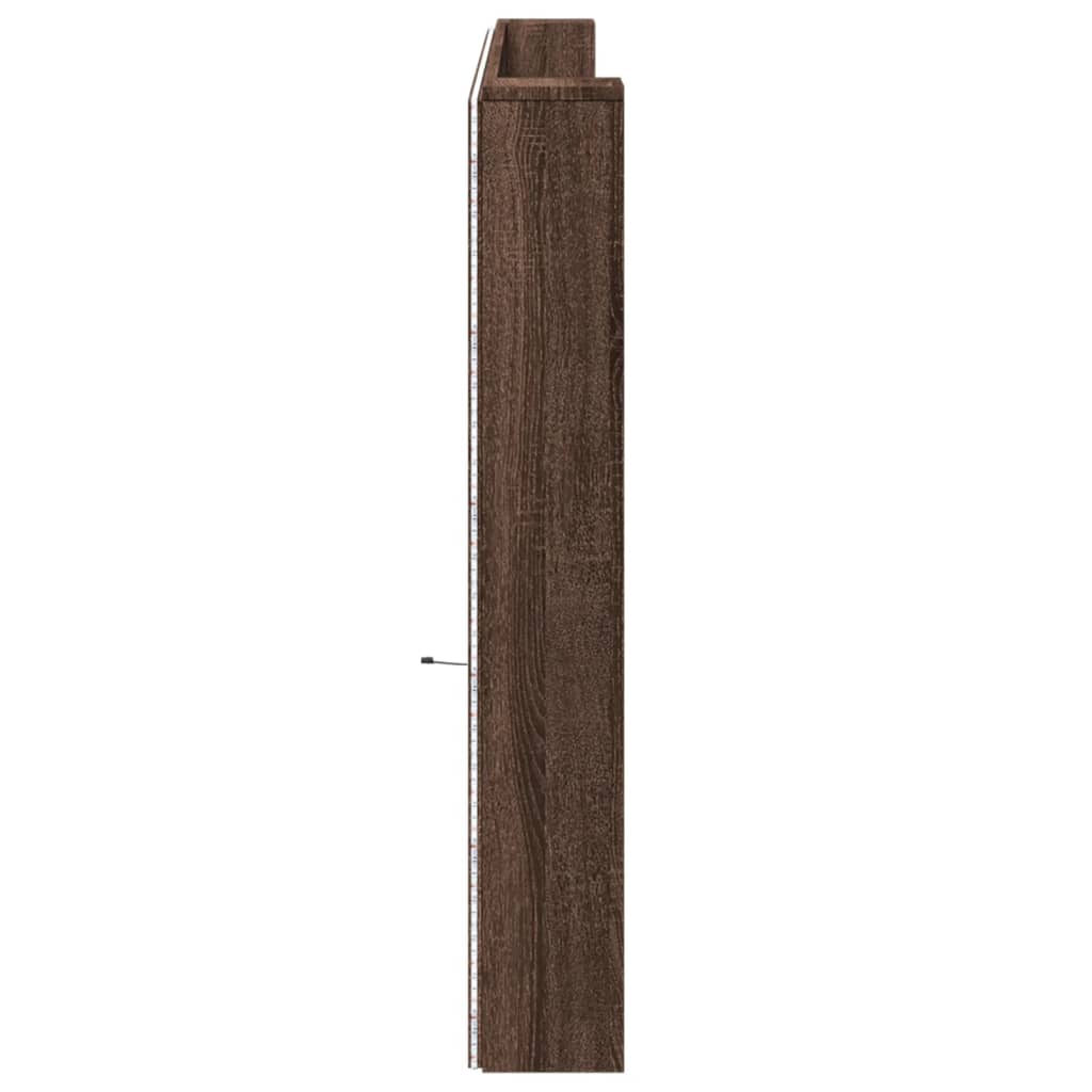 vidaXL Headboard Cabinet with LED Brown Oak 220x16,5x103,5 cm