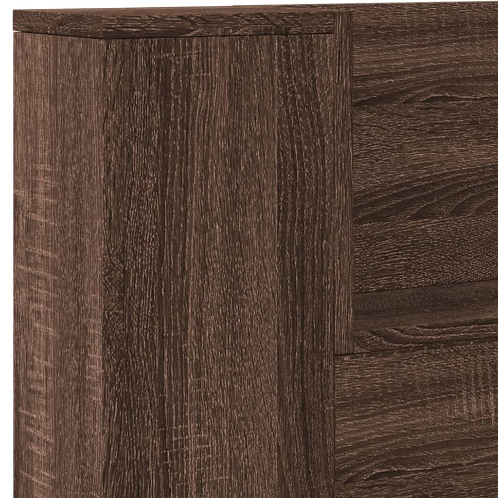 vidaXL Headboard Cabinet with LED Brown Oak 220x16,5x103,5 cm
