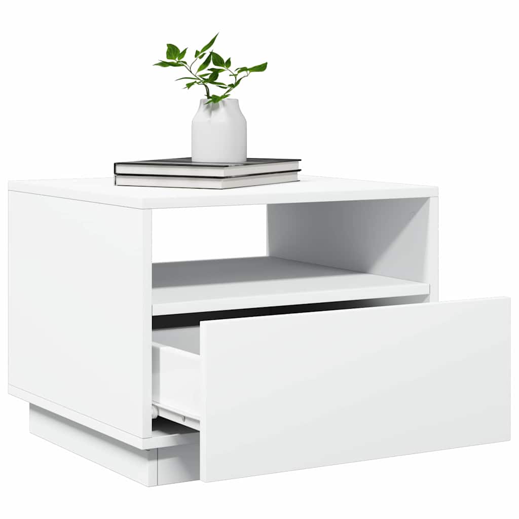 vidaXL Coffee Table with LED Lights White 50x49x40 cm