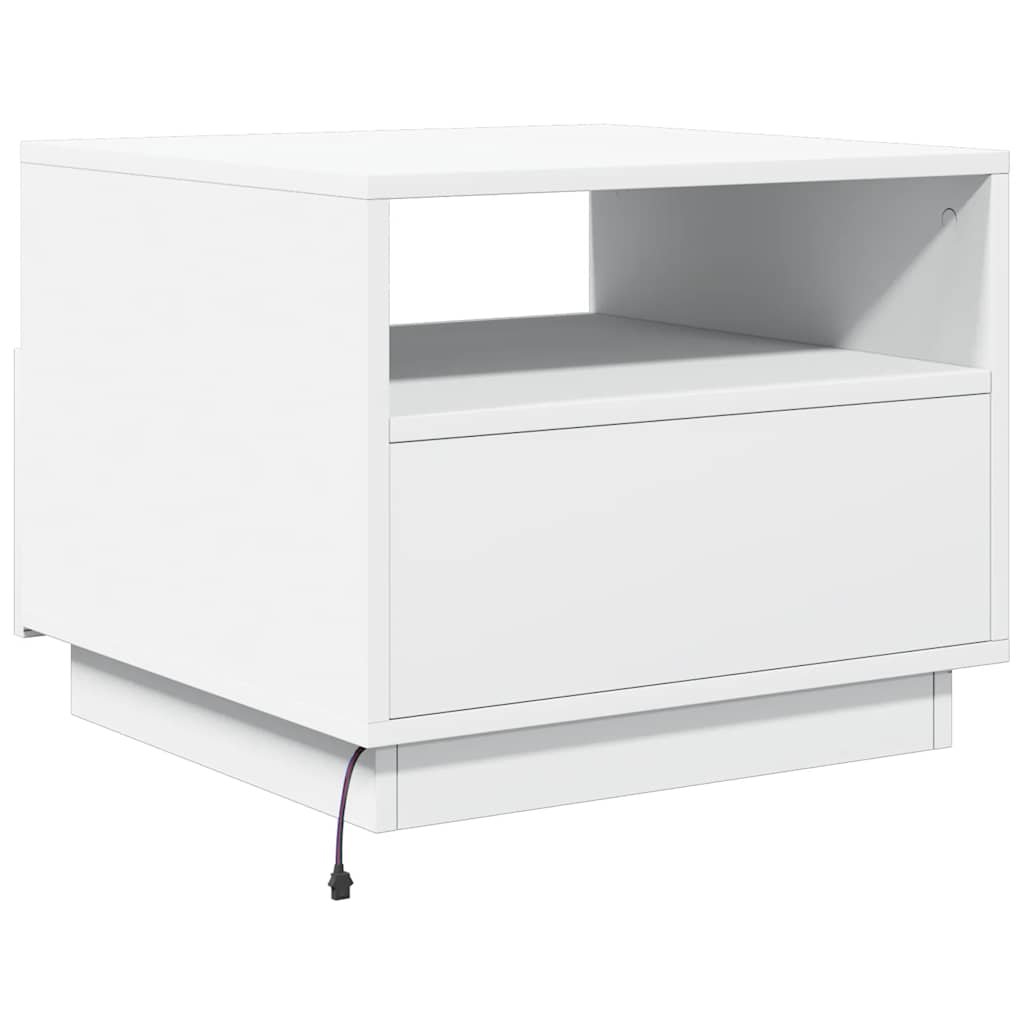 vidaXL Coffee Table with LED Lights White 50x49x40 cm