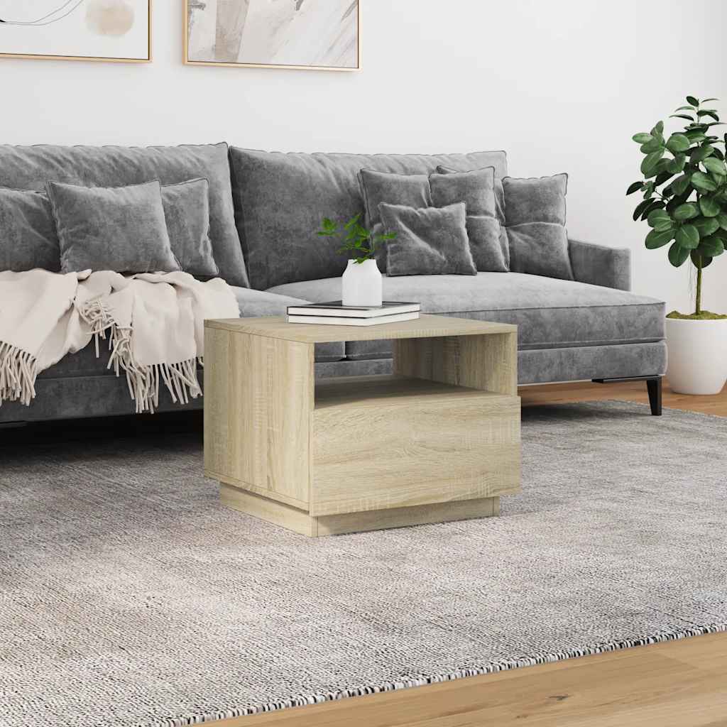 vidaXL Coffee Table with LED Lights Sonoma Oak 50x49x40 cm