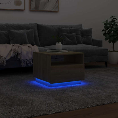 vidaXL Coffee Table with LED Lights Sonoma Oak 50x49x40 cm