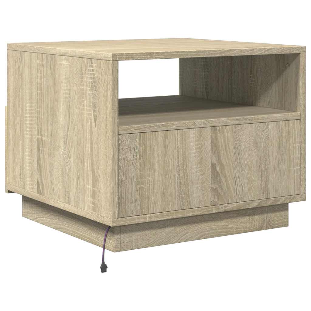 vidaXL Coffee Table with LED Lights Sonoma Oak 50x49x40 cm
