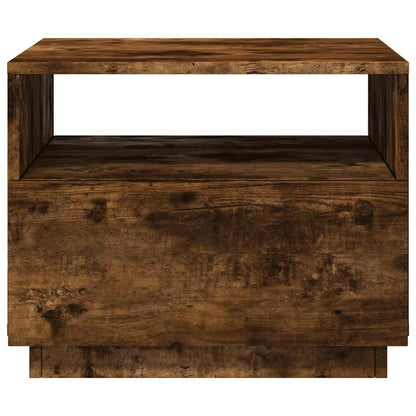vidaXL Coffee Table with LED Lights Smoked Oak 50x49x40 cm