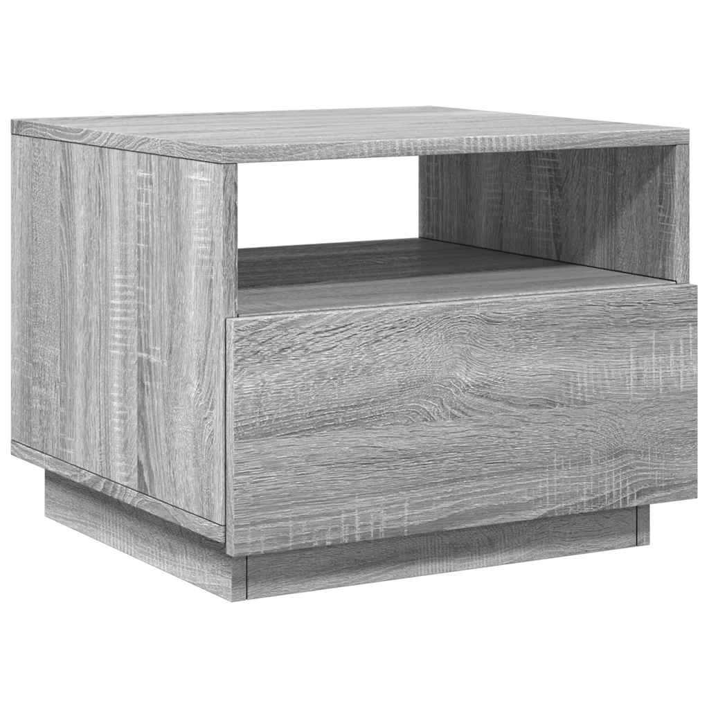 vidaXL Coffee Table with LED Lights Grey Sonoma 50x49x40 cm