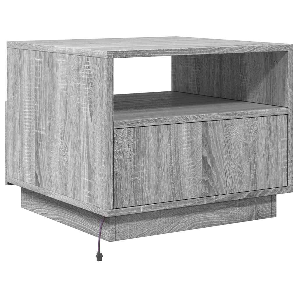 vidaXL Coffee Table with LED Lights Grey Sonoma 50x49x40 cm