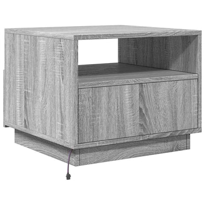 vidaXL Coffee Table with LED Lights Grey Sonoma 50x49x40 cm