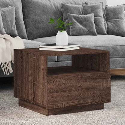 vidaXL Coffee Table with LED Lights Brown Oak 50x49x40 cm