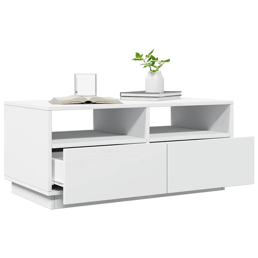 vidaXL Coffee Table with LED Lights White 90x49x40 cm