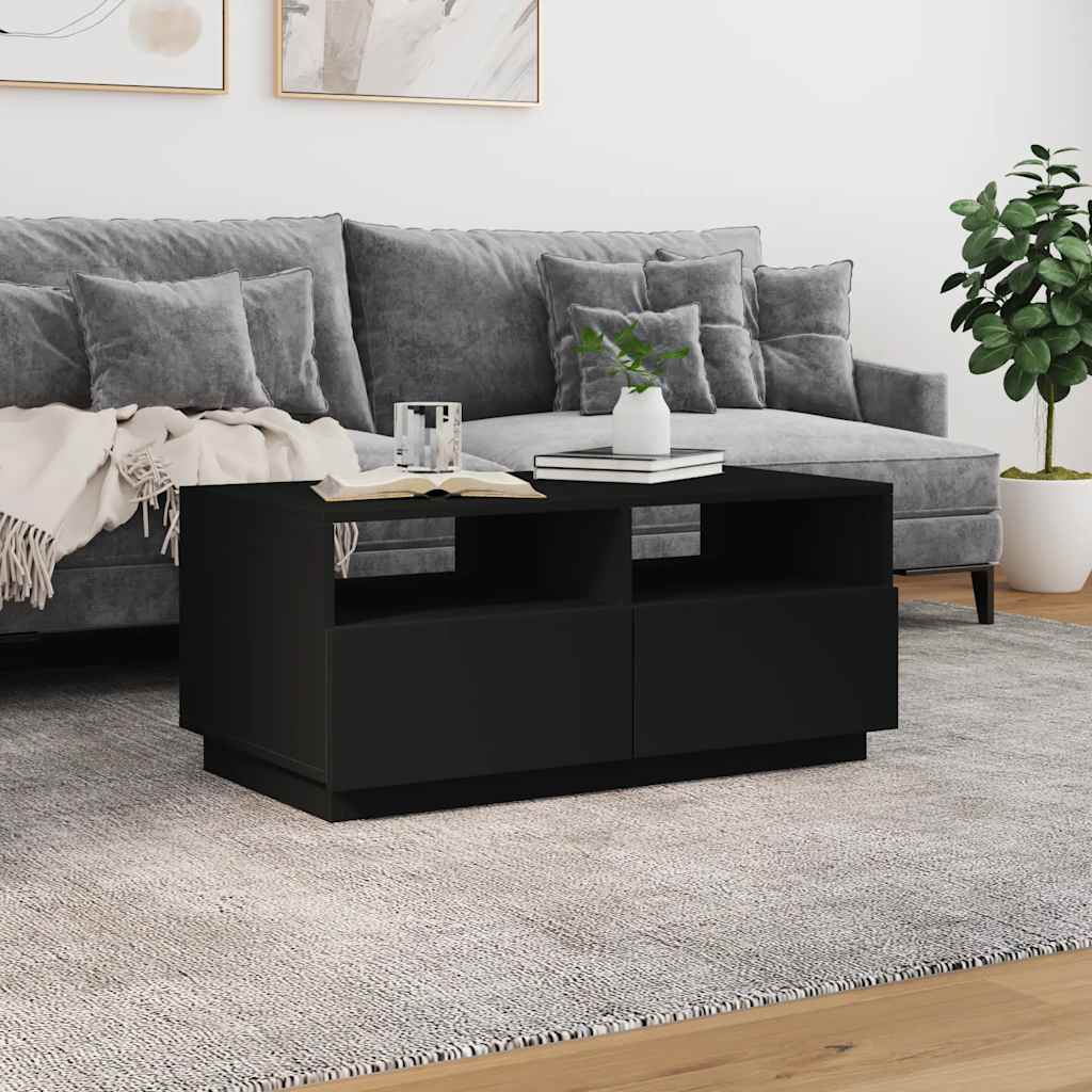 vidaXL Coffee Table | Black | Engineered wood | 90 cm x 49 cm x 40 cm